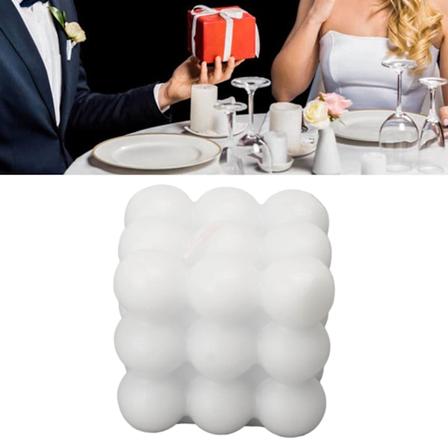 Kubformad Doftande Ljus Vit Handgjord Eleganta Kub Soyvax Ljus för Heminredning Scenprops
