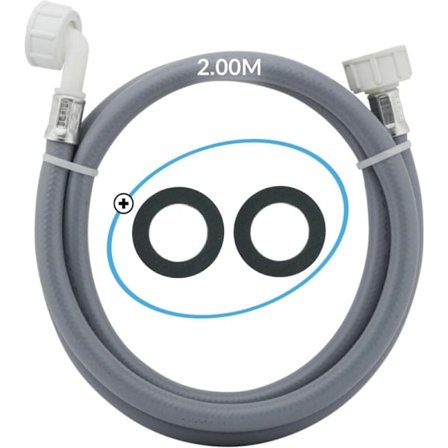 Universel vaskemaskineslange 2.00ML - Vandindløbsslange med 2 gummipakninger, kompatibel med de fleste opvaskemaskiner og vaskemaskiner