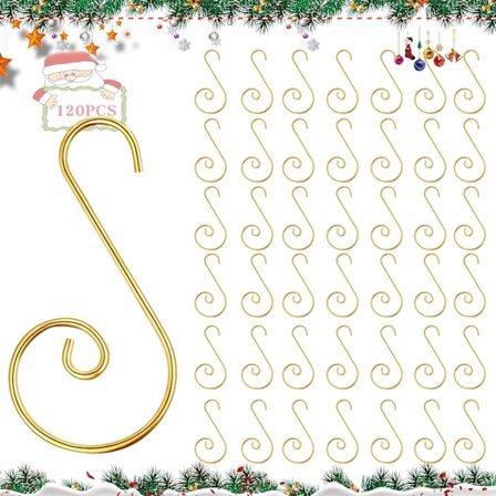 120 stk. kugleophæng, træhager, julekugleophæng, S-kroge til julekugler, metalkroge, dekorative kroge, ophæng til julekugler