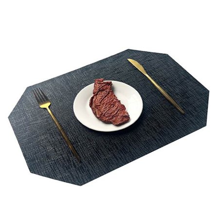 Set med 6 bordsunderlägg i svart och guld Oktagonisk