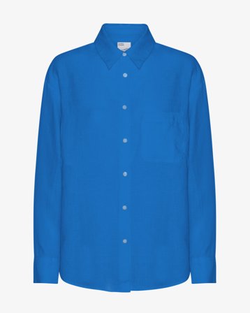 Linen Oversized Shirt - Pacific Blue XS