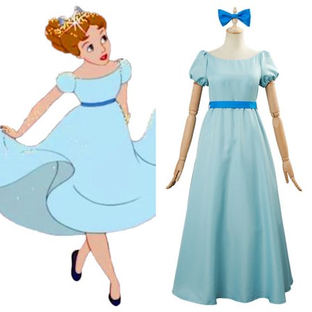 Peter Pan Wendy Darling Cosplay Kostume Halloween Himmelblå Kjole Voksen Kvinder
