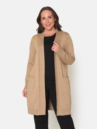 CISO - Langærmet Cardigan - Camel Melange - Lomme