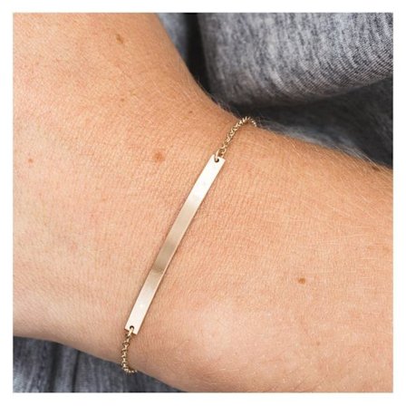 Armbånd i rustfrit stål med smal plade og diamantdetalje - bakke - guld, sølv, rosa guld"