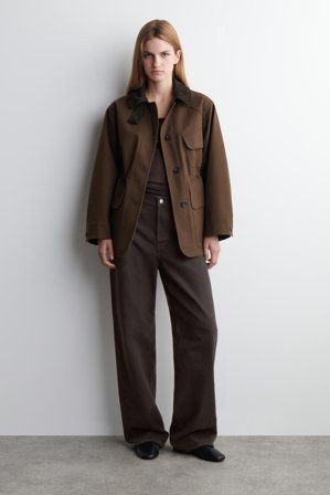 COS Women's Giacca Field Con Colletto In Pelle Scamosciata in Marrone
