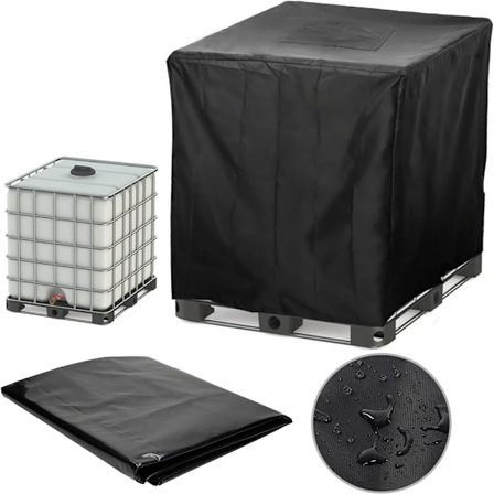 IBC Tote Cover til Havevandstank, Solskærm Vandtæt Beskyttelsescover med UV-beskyttelse, Kraftigt Materiale 420D Oxford Klud Vejrbestandig
