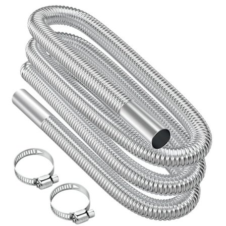 Udstødningsrør, 300 cm bærbar fleksibel udstødningsrør i rustfrit stål med 2 rustfrie stålspænder, biludstødningsrør (25 mm) til dieselvarmer til 