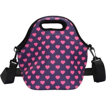 Kylväska i neopren, hopfällbar med avtagbar justerbar axelrem - håller maten fräsch (rosa väska)