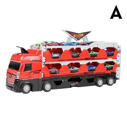 Mega Hauler Truck Ejection Race Track 16 Biler Barn Deform Bil Gutt Modell Skyte Legering Barnas Pedagogiske Fold Katapult Leke C5x2