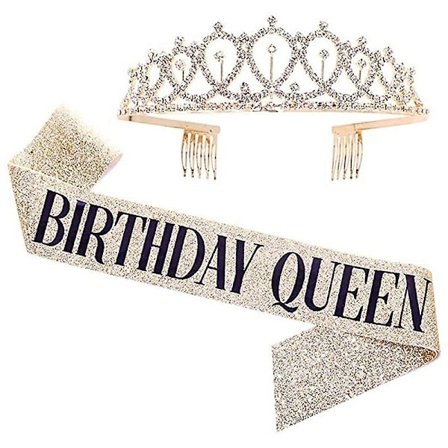1 set Bling Strass Krona Tiara Skärp Födelsedag Jubileum Party Dekor Tillbehör