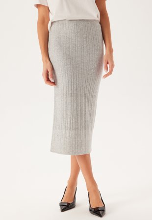 ONLY Onljeanett Life Midi Rib Skirt Light Grey Melange Tøj