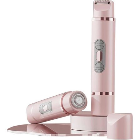 (rosa) Bikini-trimmer for kvinner, 2-i-1 elektrisk barbermaskin, oppladbar, dobbelthode, IPX7 vanntett, våt og tørr (rosa)