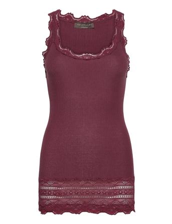 Silk Top W/ Lace T-shirts & Tops Sleeveless Rød Rosemunde*Betinget Tilbud
