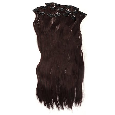 6 stk. Langt Rett Hår Ekstensjon Parykk Del Sett 16 Klips Lin Brun Hår Del Styling Verktøy