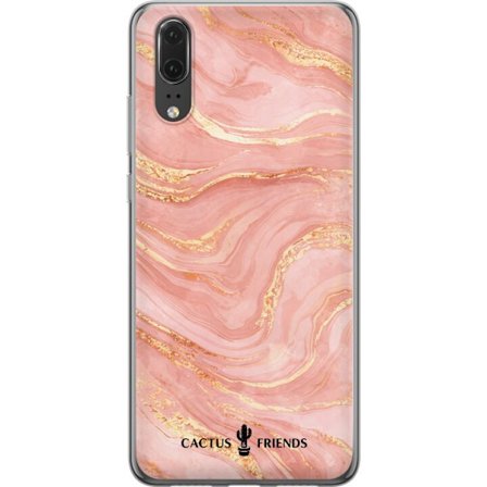 Kompatibel Mobilcover til Huawei Huawei P20 Cactus and Friends – RoseGoldFlow