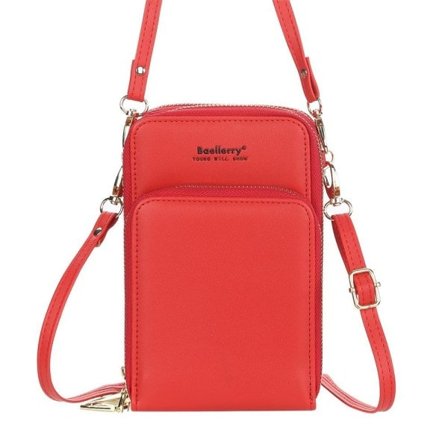 Axelväska mobilväska med axelrem för mobil röd