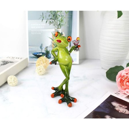 Frø Figuriner Frø Statue Frø Dame Holder Cocktail til Samling