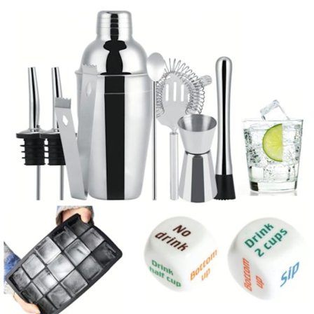 11-dele Partykit, cocktailsæt, barsæt, festkit - Rustfrit stål