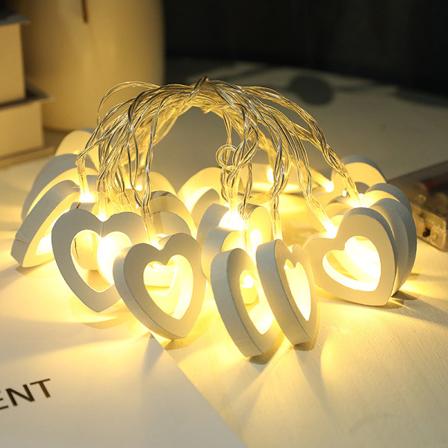 Joulukoriste Antiikki Pieni Valoketju Led Puinen Ripustettava Joulukuusi Lamppu Valoketju Warm White Heart 6M40led