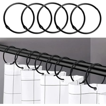 24 sorte bruseforhængsringe, badeværelse bruseforhæng i rustfrit stål [CO]