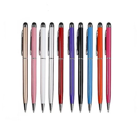 10 stk. kapacitiv touch screen kuglepen med stylus blød touch 2 i 1 stylus kuglepen