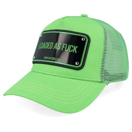 John Hatter & Co - Verde trucker Boné - Loaded As Fuck Aluminium Plate Green A-Frame Trucker @ Hatstore