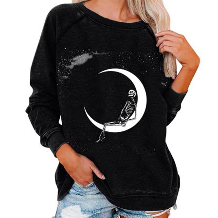 Toppar Med Print För Damer Halloween- Printed Tröja