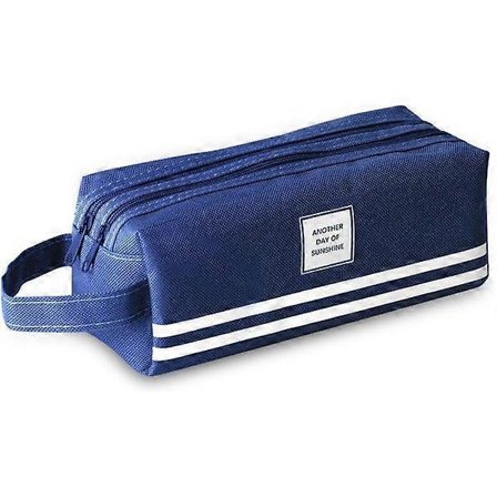 Pencil Case, Pencil Case med Stor Kapacitet Kontor College Skole Stor Opbevaring til Papirvarer, Toiletartikler, Makeup, Rejse- og Kontorartikler Blå-