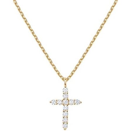 925 Sterling Sølv Diamant Kors Halskjede (Dame) | Kors Tro Hengesmykke