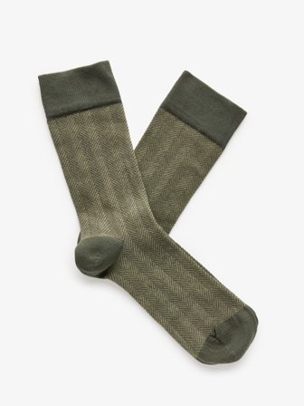 John Henric Men's Grüne Fischgrät Socken Size Onesize