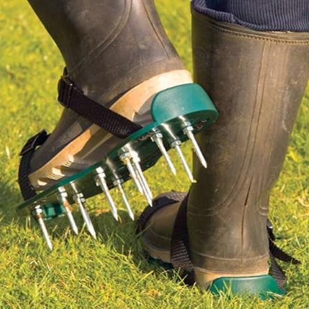Hagesko Aeratorsko, Manuell Plenaerator Med 13x30cm Pigger Og Remmer, Universal Passform Plenaerator Sandaler Grønn