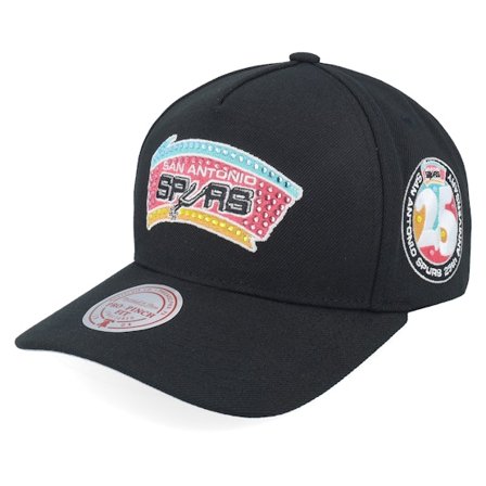 Mitchell & Ness - San Antonio Spurs All That Bling Pro Hwc Black A-Frame Adjustable Adjustable Black Cap - NBA @ Hatstore