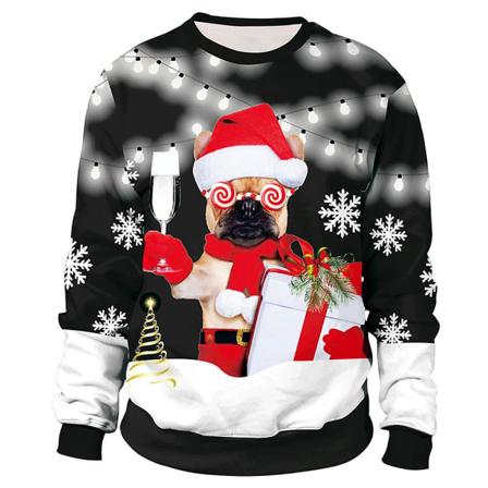 Par jul 3d nyhedsprint sweatshirt Casual langærmet sweater trøje Kvinder Mænd Julefest Ugly Funny Toppe style 3 XL