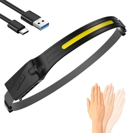 Pannlampa LED uppladdningsbar USB jogging pannlampa, pannlampa LED sensor