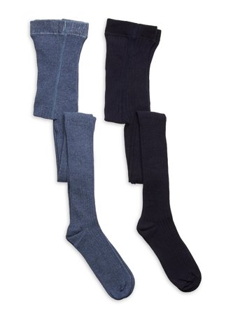 Stocking - Solid Rib 2-Pack Blue Minymo