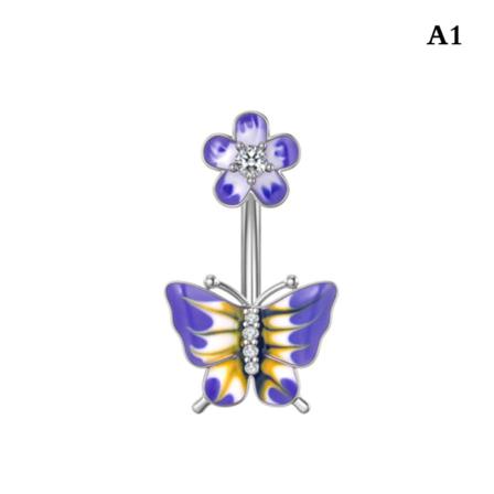 Belly Button Rings Blommor Butterfly Star Dangle Navel Ring Wom