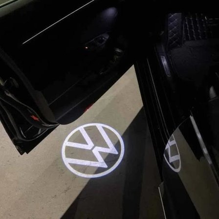 2 stk. Bil LED Dekorativ Dørlampe Velkomstprojektor Kompatibel VW Passat B6 B7 Sharan CC Golf 5 6 7 Jetta Scirocco 3 Tiguan EOS hvid VW white VW