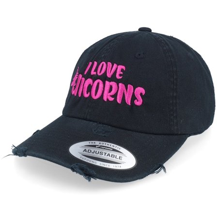 Unicorns - Preto unconstructed Boné - I Love Unicorns Black Destroyed Dad Cap @ Hatstore