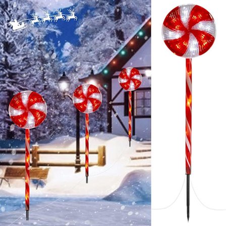 6-pakning Lollipop hagelys utendørs - 29 tommer 120 LED-opplyste sukkertøystaver dekorasjoner med 8 lysmoduser Vanntett lysslynge