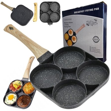 Paistinpannu pannukakuille, munille, lättyille, 4 lokeroa