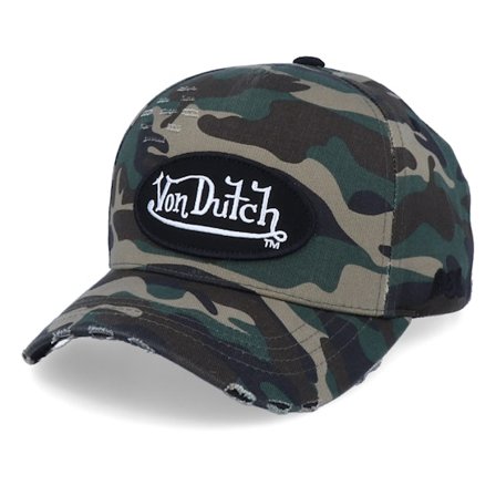 Von Dutch - Camo adjustable Cap - Oval Patch Green Camo/Black Adjustable @ Hatstore