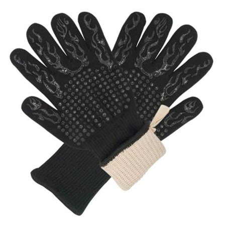 BBQ-handsker Varmebestandige handsker Grillhandsker Silikone Ovnhandsker Køkkenhandsker til madlavning Bagning Sort