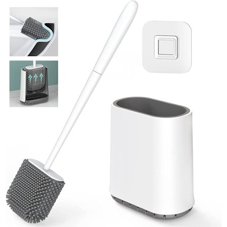 Silikon toiletbørste, silikone toiletbørste med hurtigttørrende holder