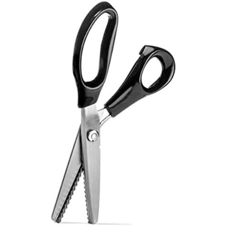 Tandad sax kompatibel med tyg, papper, hantverk. Tygsax med triangeltänder i rostfritt stål. Sicksacksax med spets (svart)