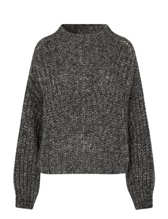 Olia Knit T-Neck Pullover Svart Second Female*Betinget Tilbud