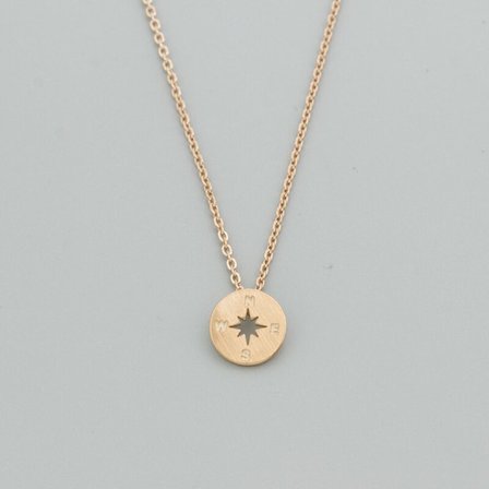 Rostfritt stål Enkel rund Kompass Choker Neckla