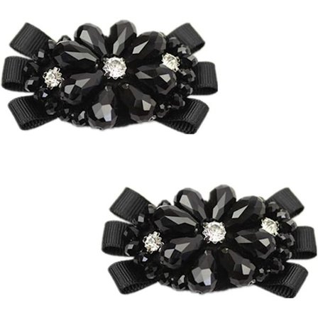 2 stk Grosgrainbånd Håndlagde Perlebroderte Rhinestone Krystall Rosett Sko Spenne Bryllup Fest Mote Ville Avtakbare Blomst Sko Klips