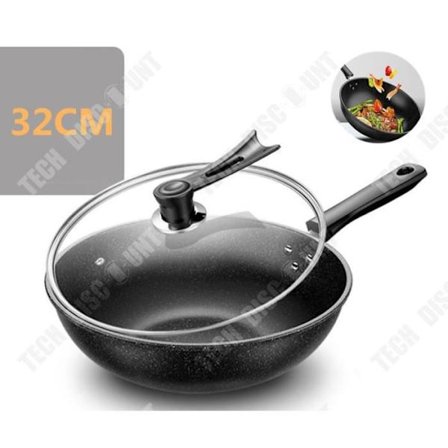 Non-stick wok - TD - Universal - Stainless Steel - Tempered Glass - 32 cm