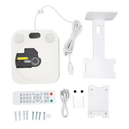 Väggmonterad CD-spelare med Bluetooth 5.0 Dubbla HiFi-högtalare FM-radio Väggmonterad Bärbar CD-spelare med fjärrkontroll 100-240V EU-kontakt