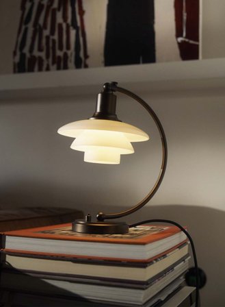 PH 2/2 Luna bordlampe - aged brass/opal